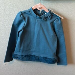 Janie and Jack long sleeve with bow and fur detail